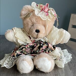 Vintage The World of Smile International Plush Bear in Floral Dress